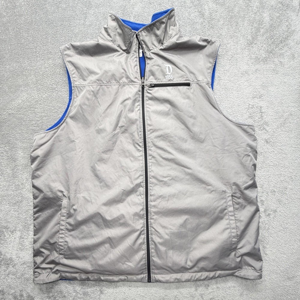 Disney‎ Vest Mens 3XL Blue Reversible Hooded Fleece Lined Full Zip Pockets